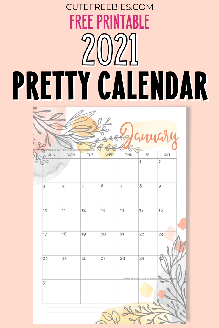 2021 Calendar Free Printable Cute