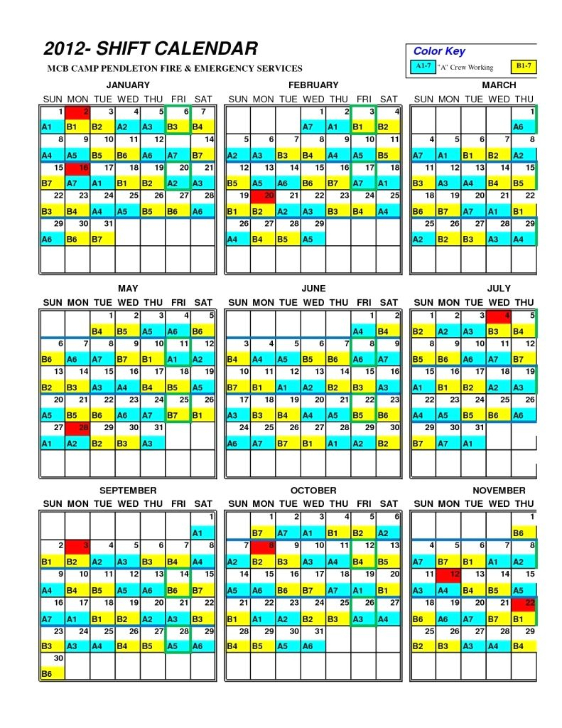 Printable Shift Calendar 2021