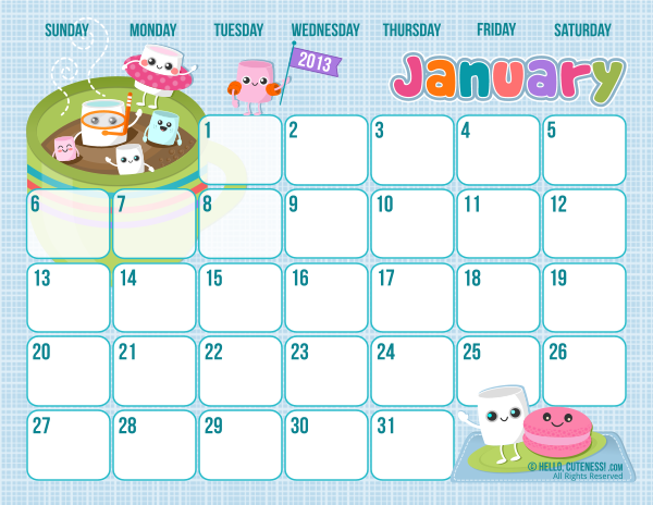 Cute Free Printable Calendar