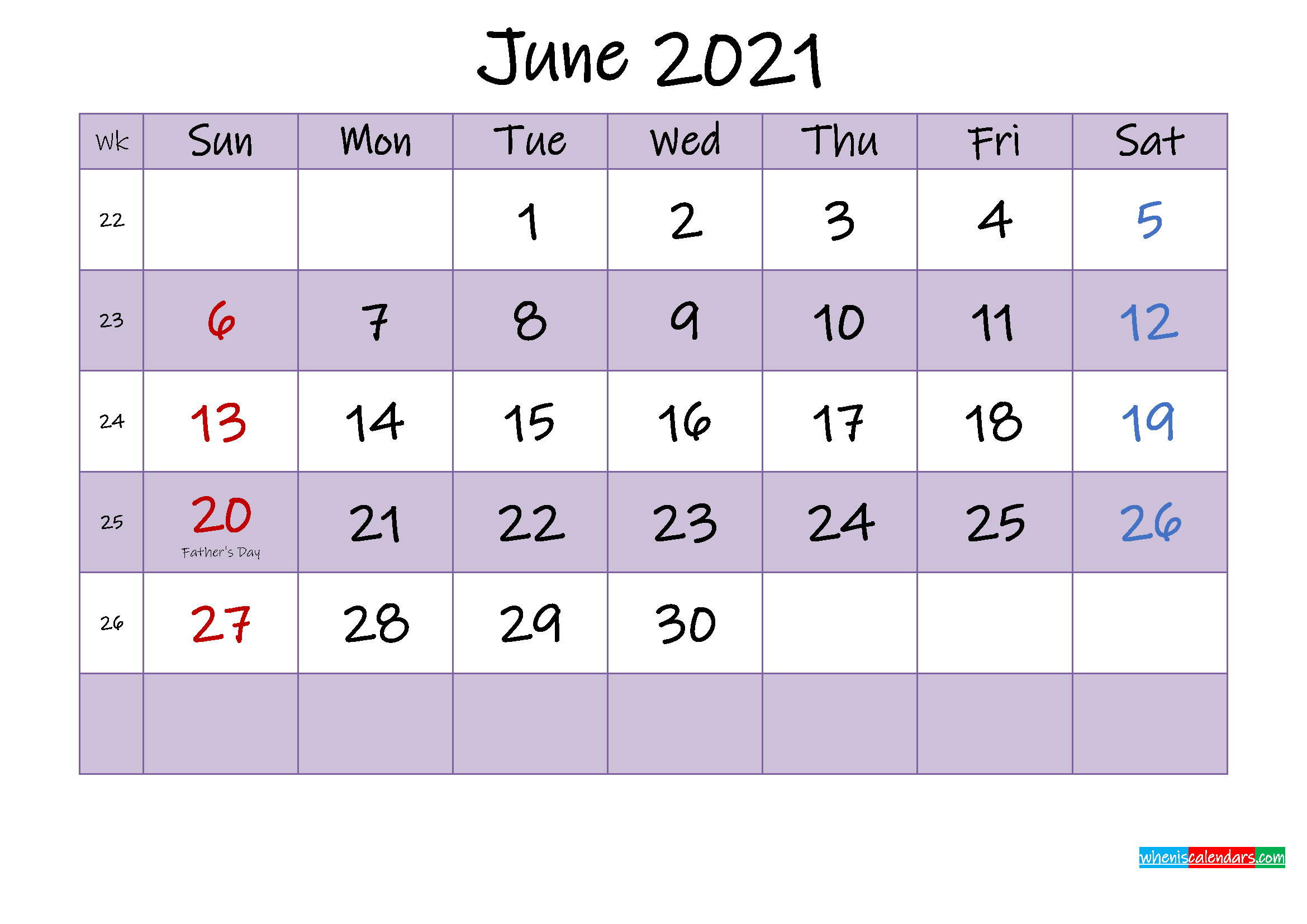 Editable Calendar 2021 Word