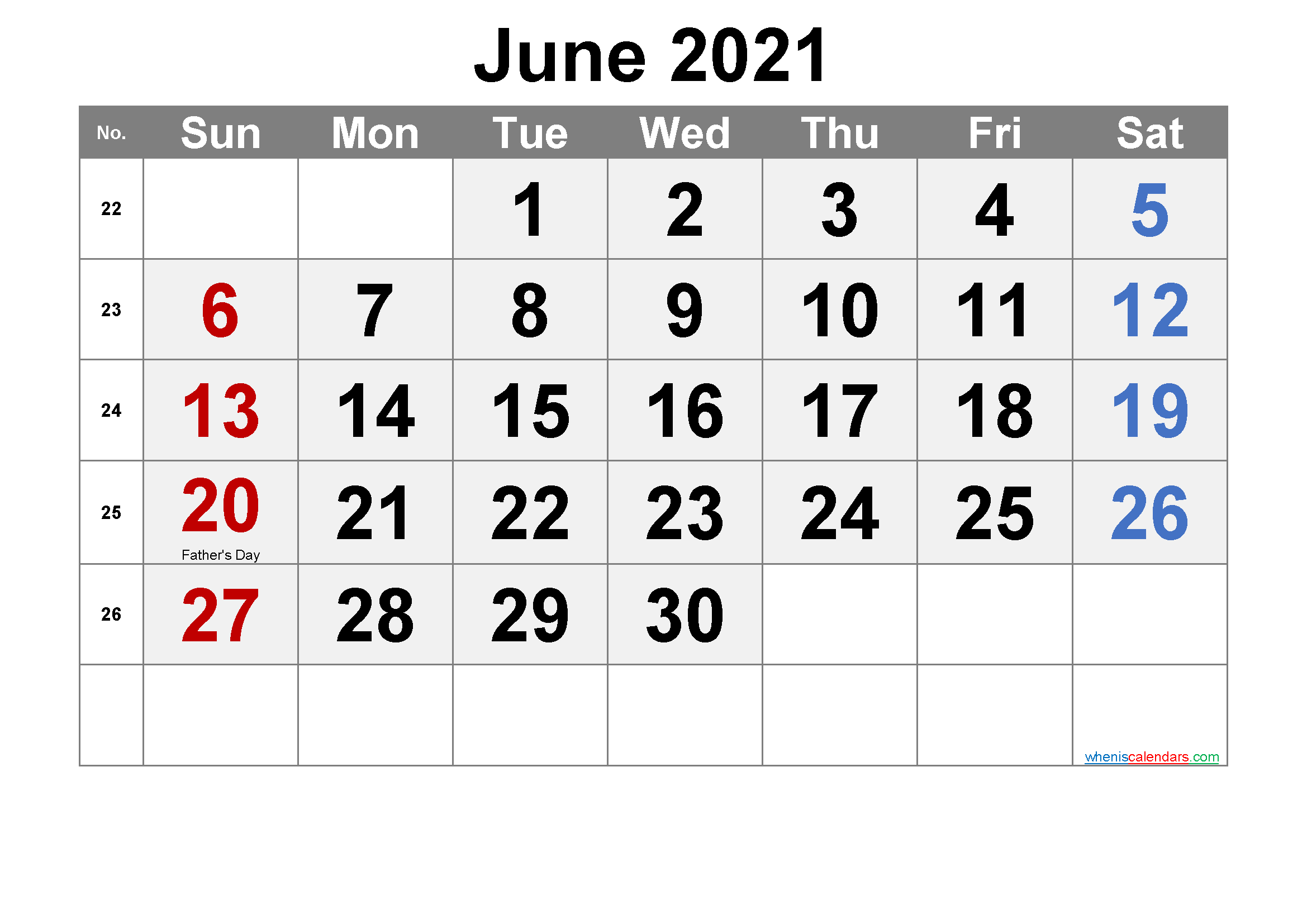 Printable June 2021 Calendar Pdf