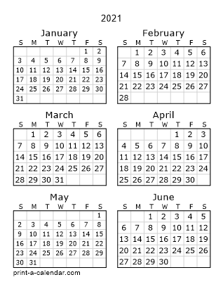 Printable 2021 Calendar 2 Months Per Page
