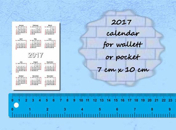 Printable Wallet Size Calendar
