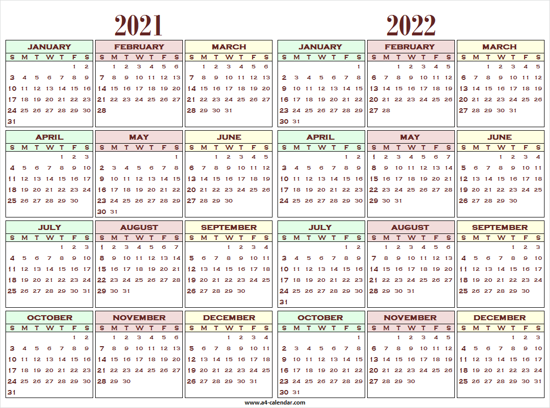 Free Printable 12 Month Calendar 2021
