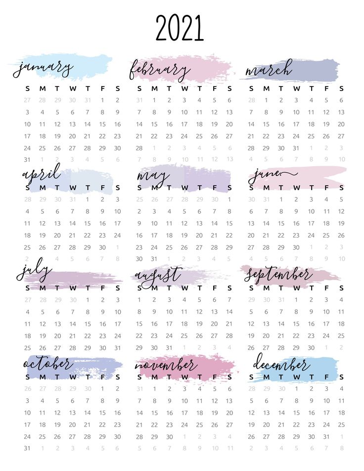 Bullet Journal 2021 Calendar Printable
