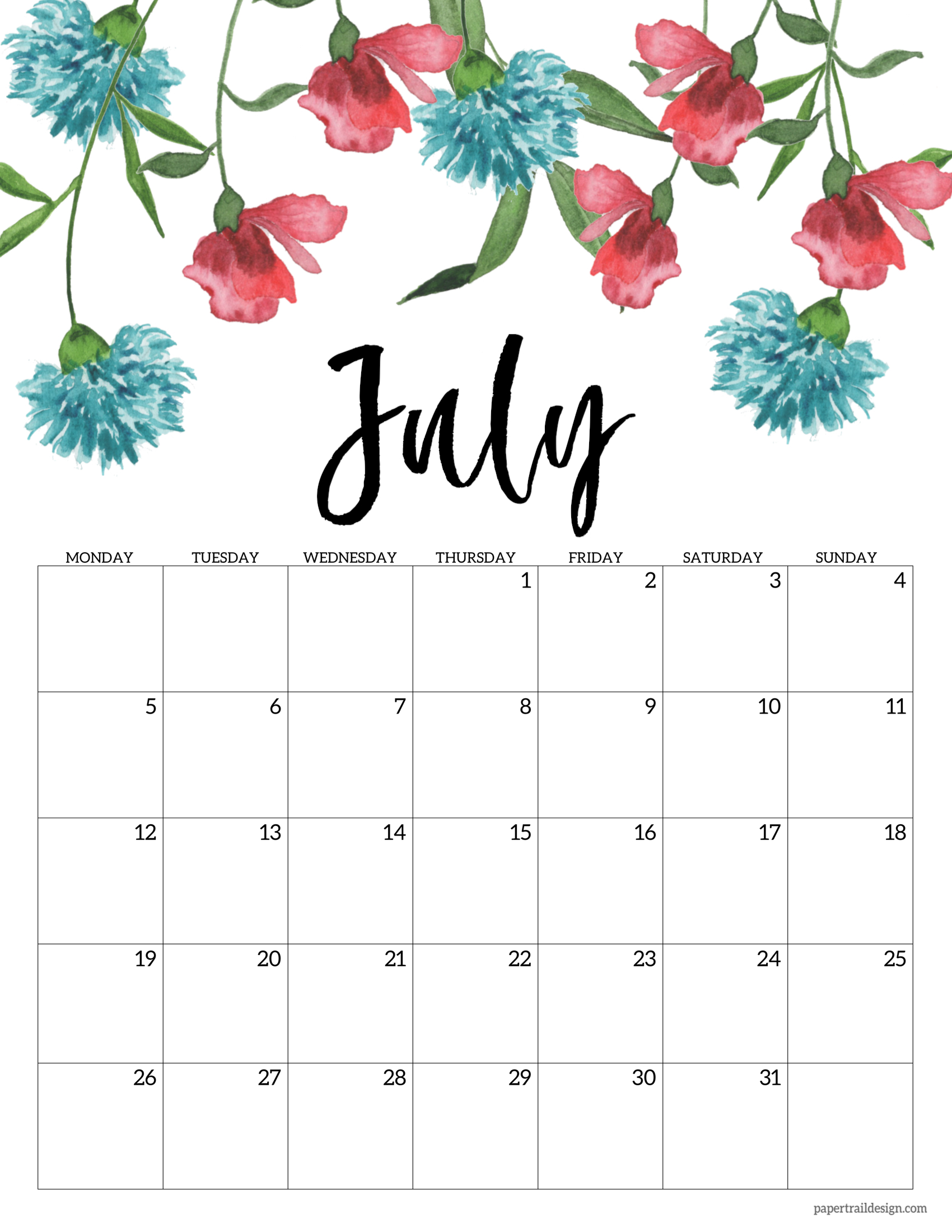 Calendar July 2020 To June 2021