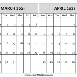 Calendar April 2020 To March 2021