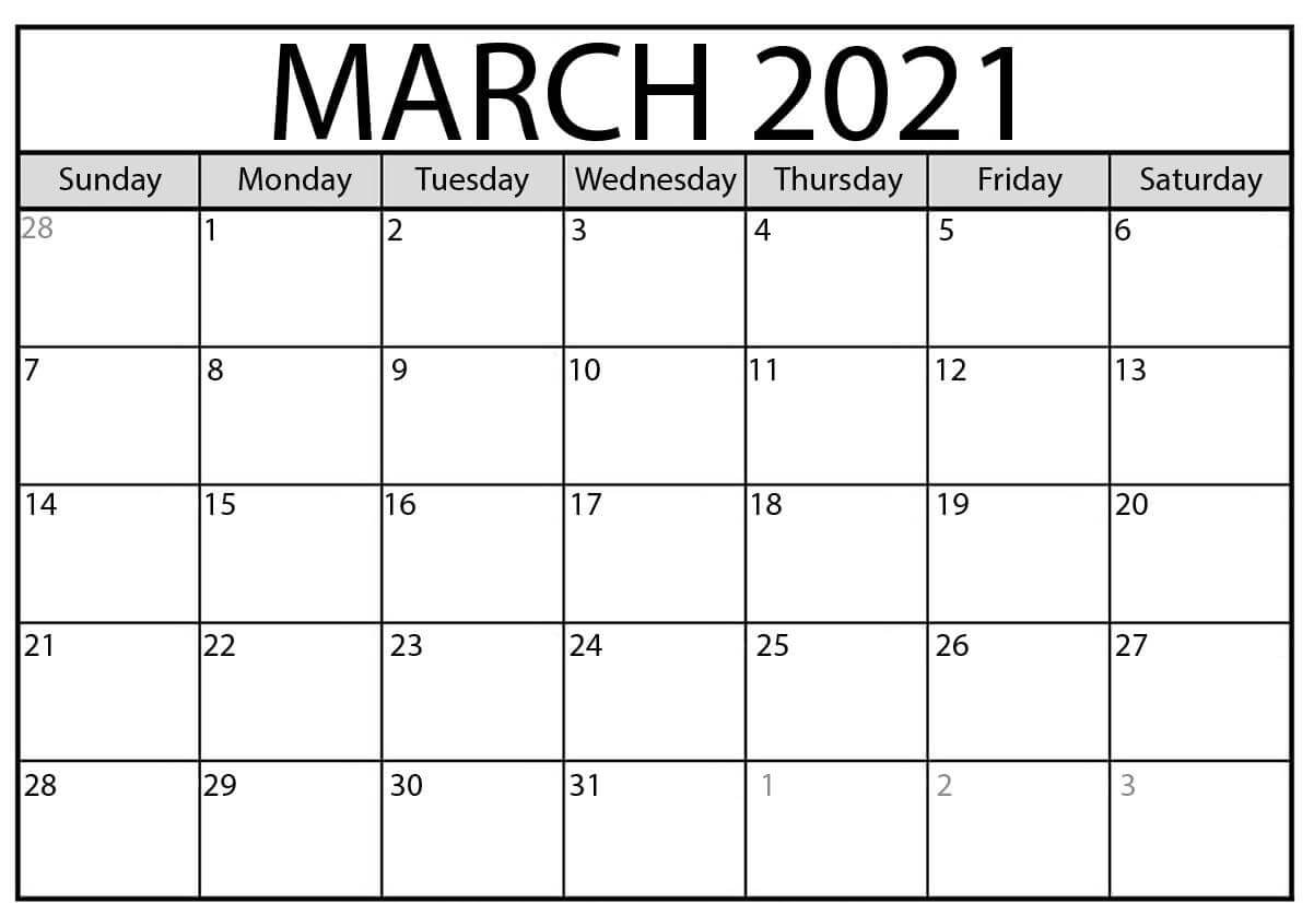 January February March 2021 Calendar