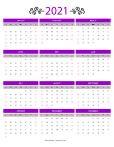 Colorful 2021 Printable Calendar