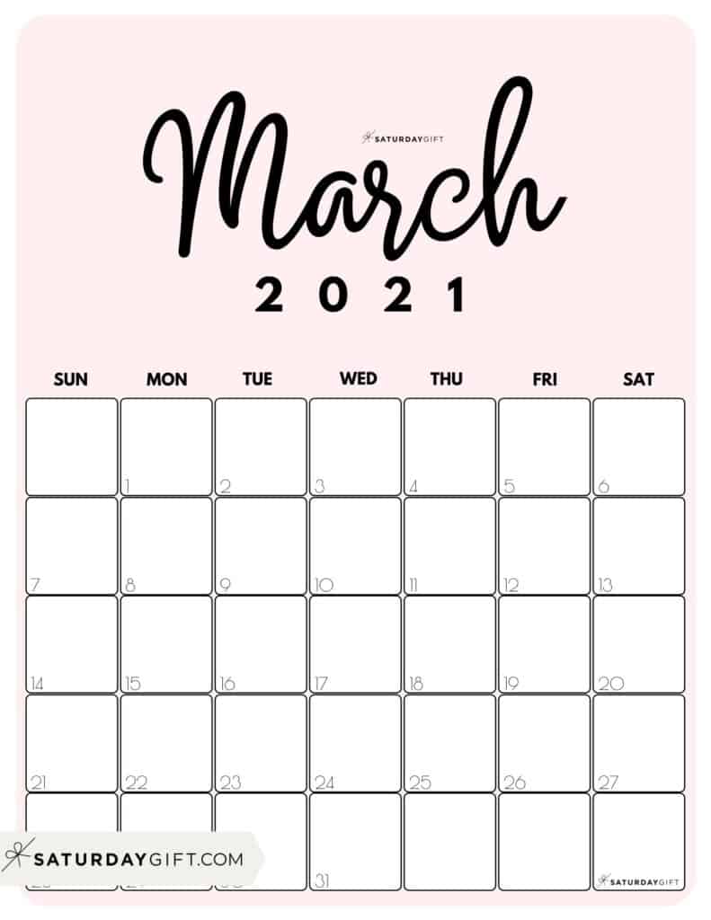 Free Printable Monthly Calendar For 2021