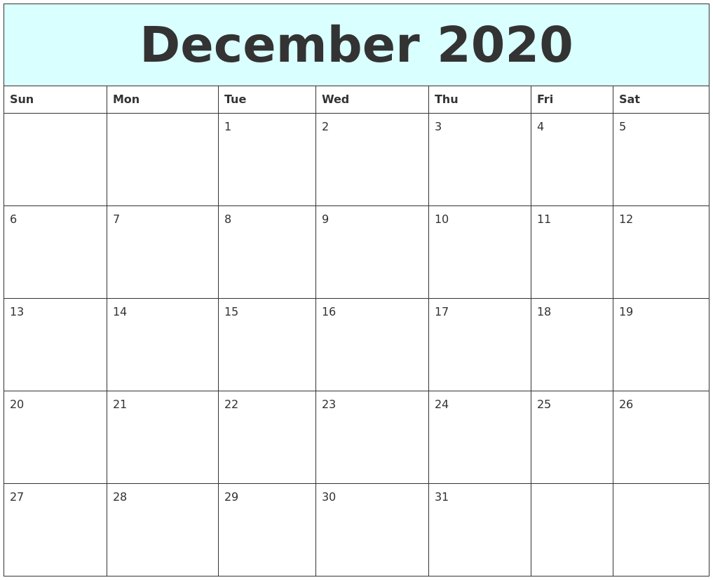 Calendar December 2022 Printable