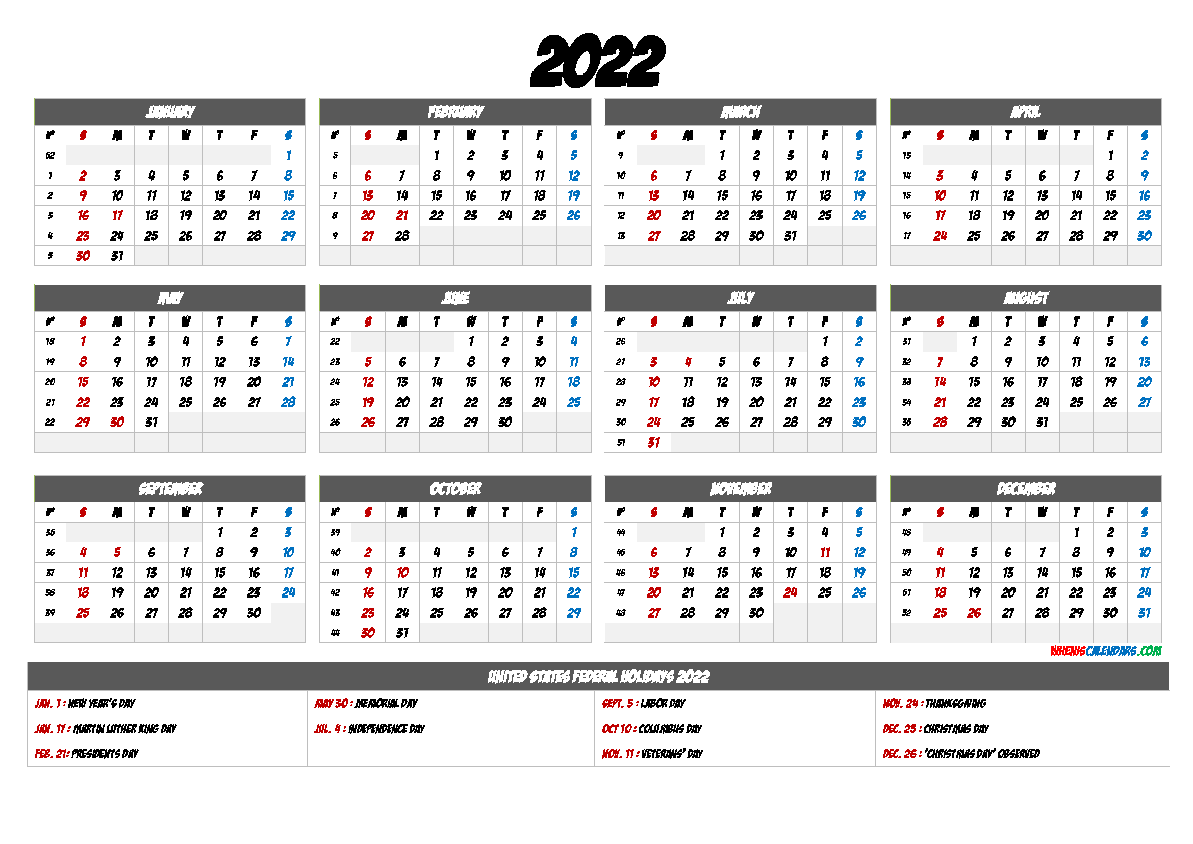 Free Printable 3 Month Calendar 2022