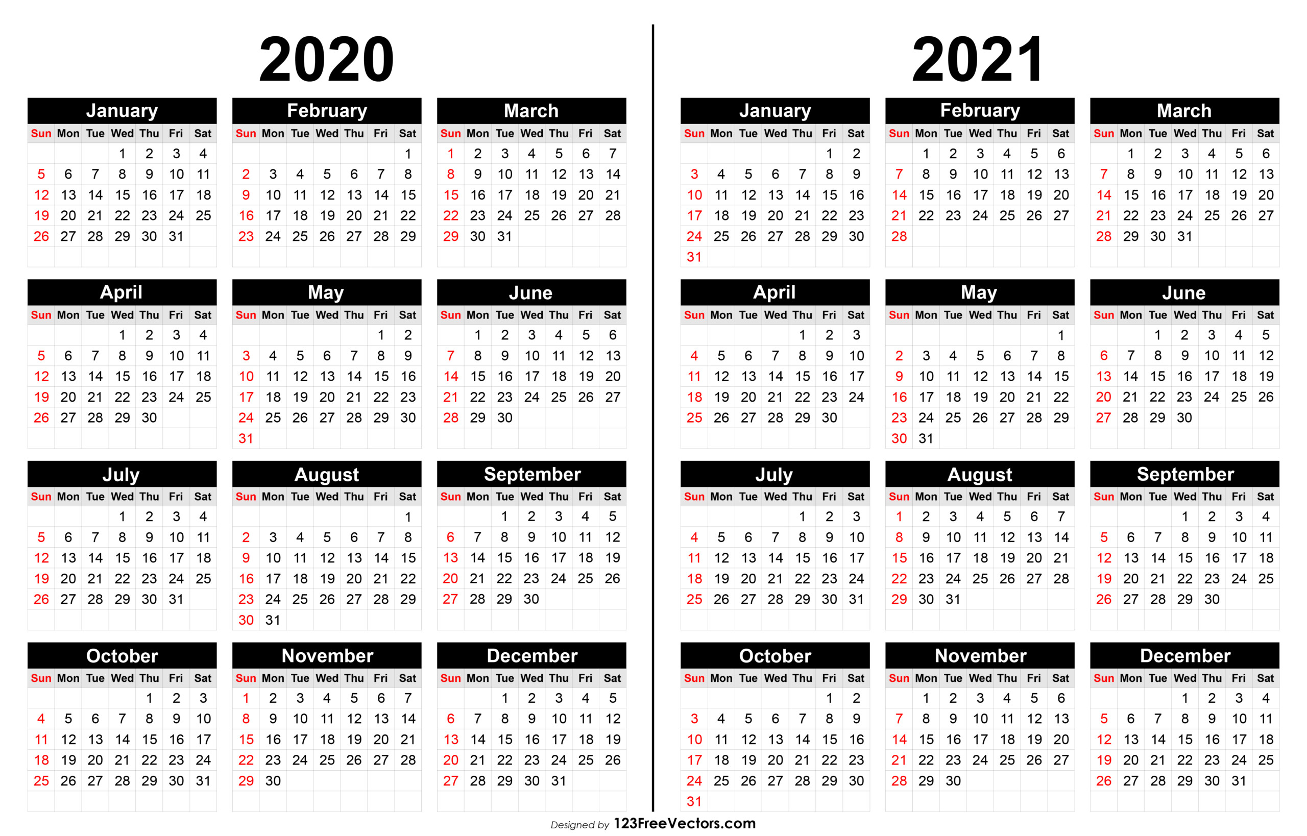 Free Printable Mini Calendar 2021