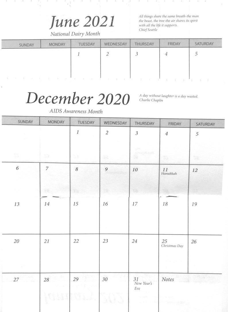 2 Year Pocket Calendar 2020 And 2021