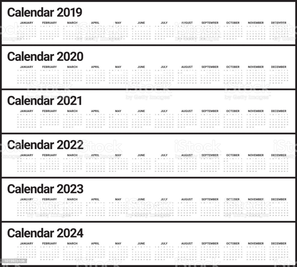 5 Year Calendar 2021 To 2024 Printable