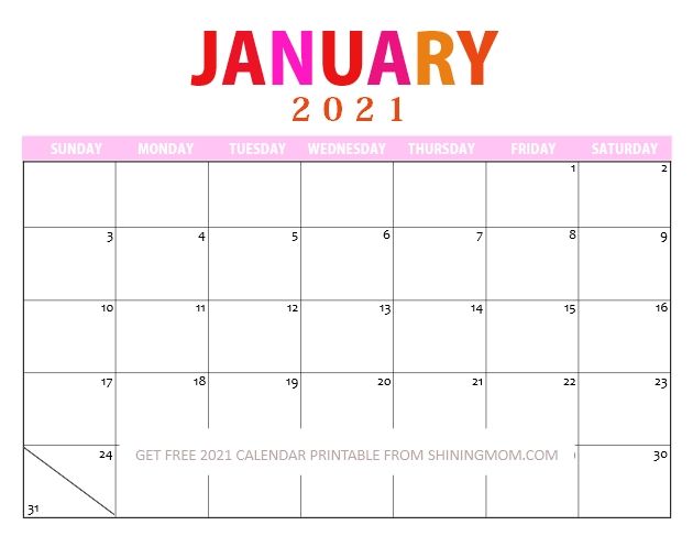 2021 Disney Calendar Printable