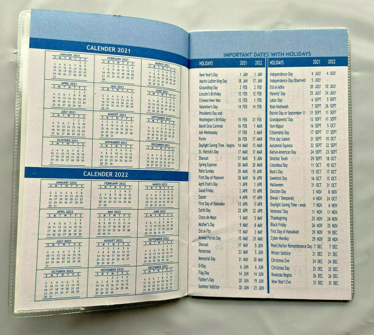 2 Year Pocket Calendar 2021 And 2022