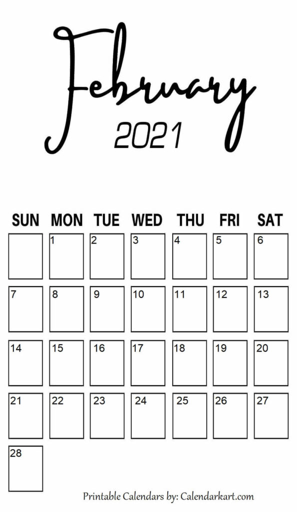 2021 Monthly Calendar Printable Vertical