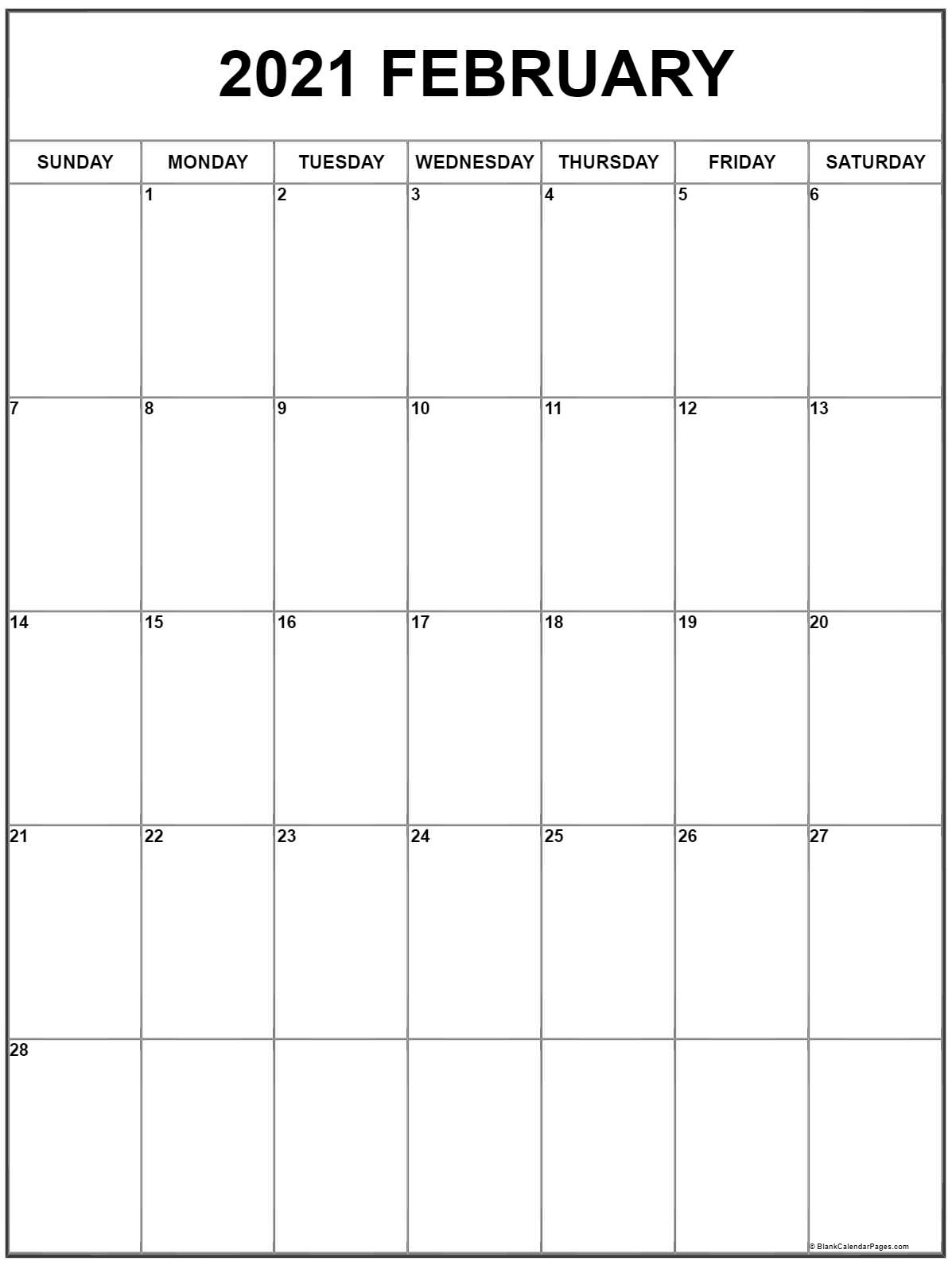 2021 Monthly Calendar Printable Vertical