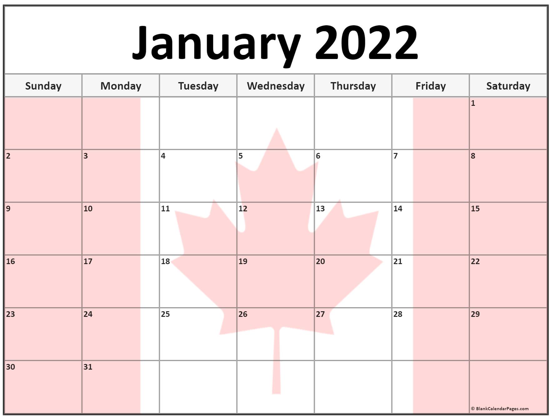 January 2022 Calendar 2022 Printable