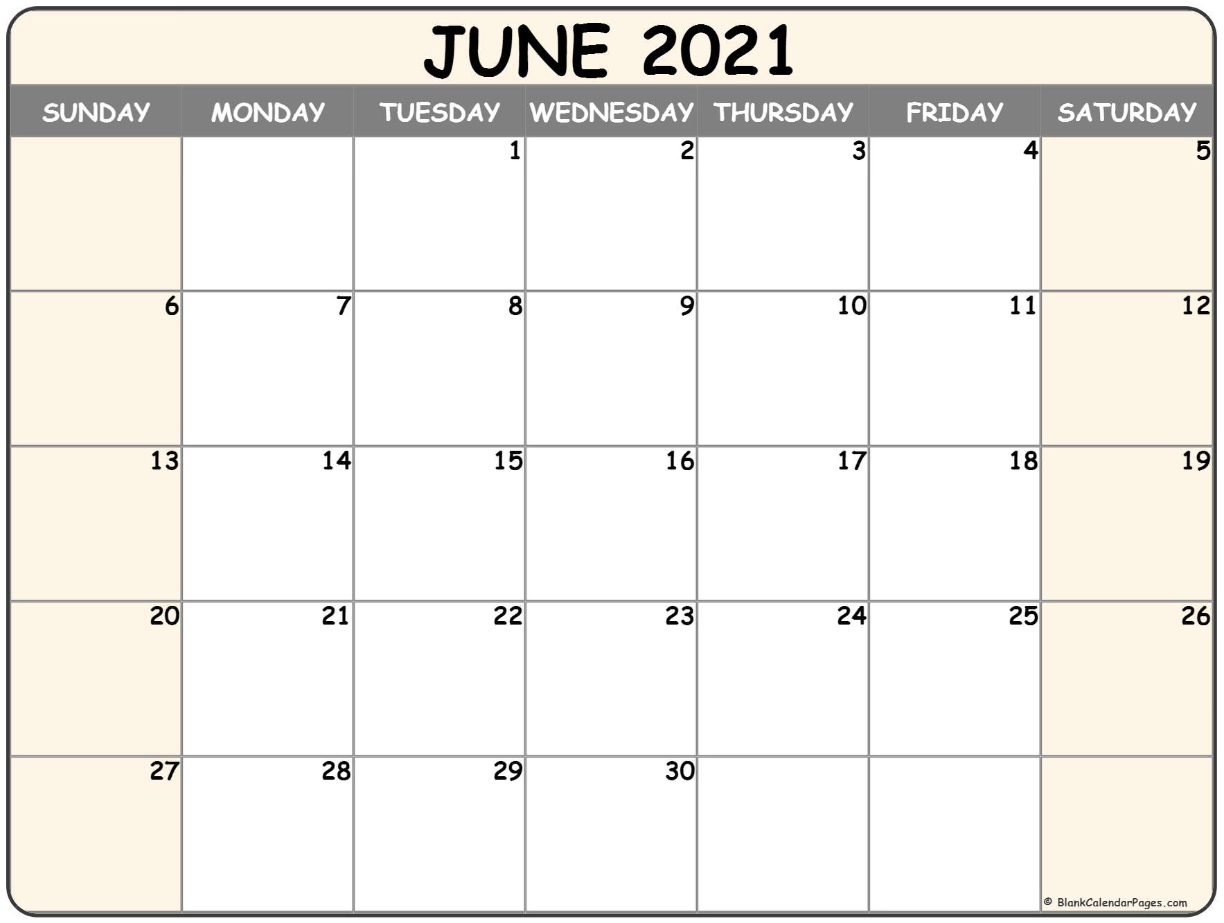Printable June 2021 Calendar With Holidays