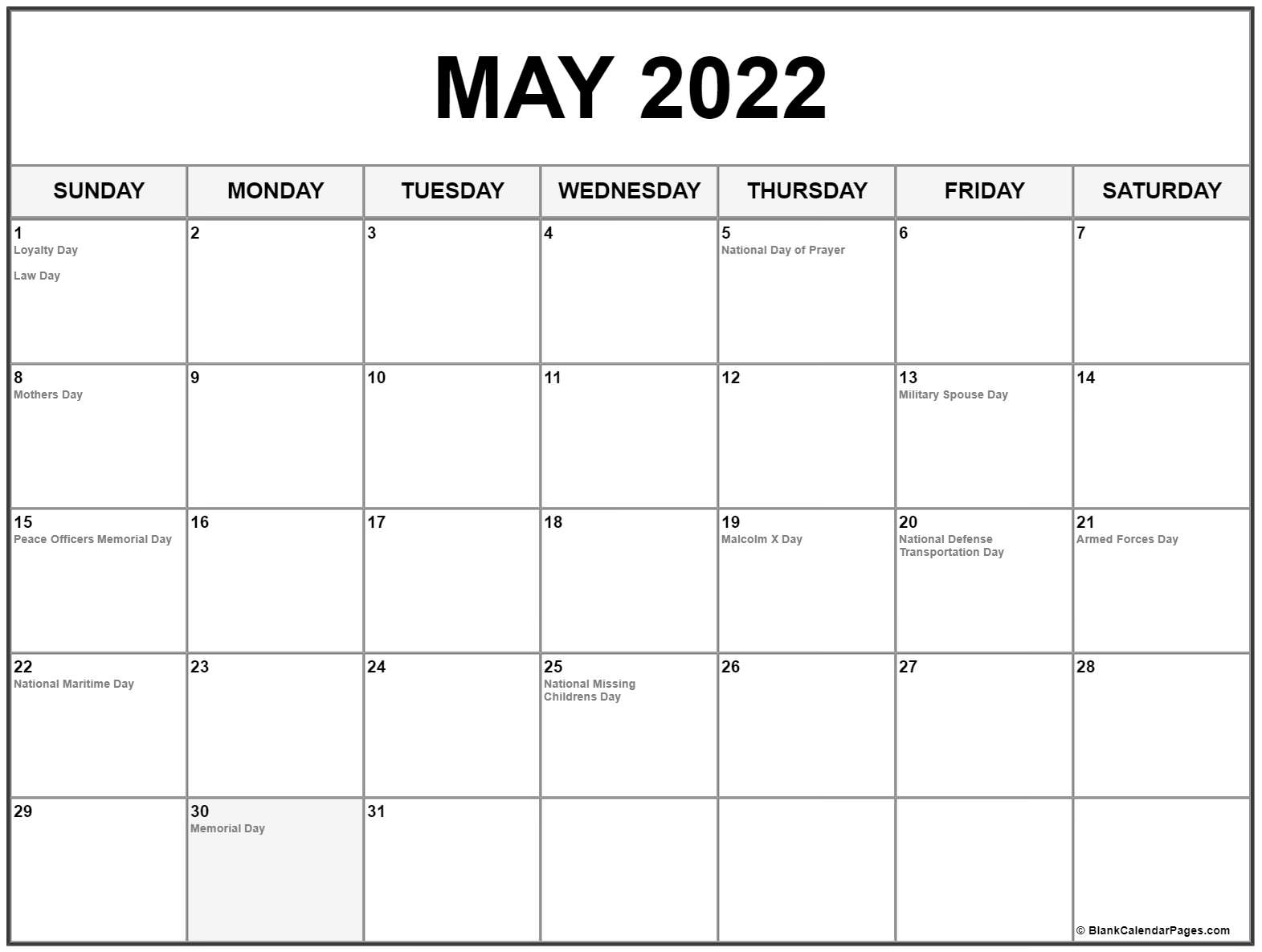 Blank 2022 Printable Calendar