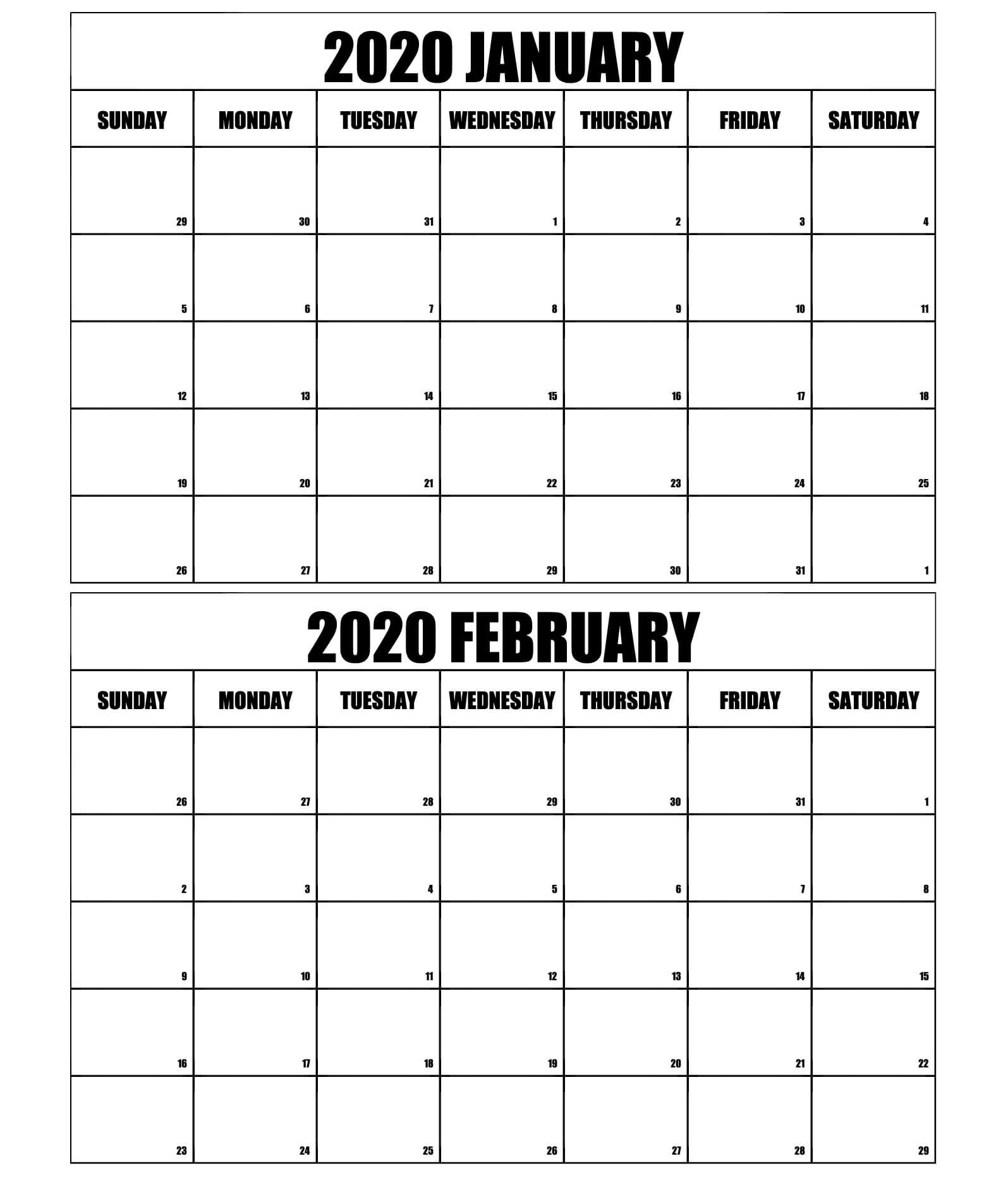January Calendar Printable Free
