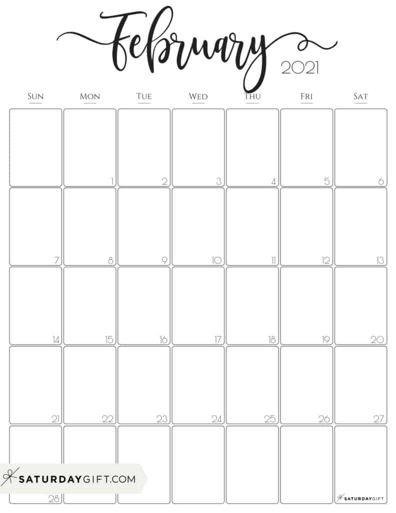 Free Cute Printable Calendar February 2021