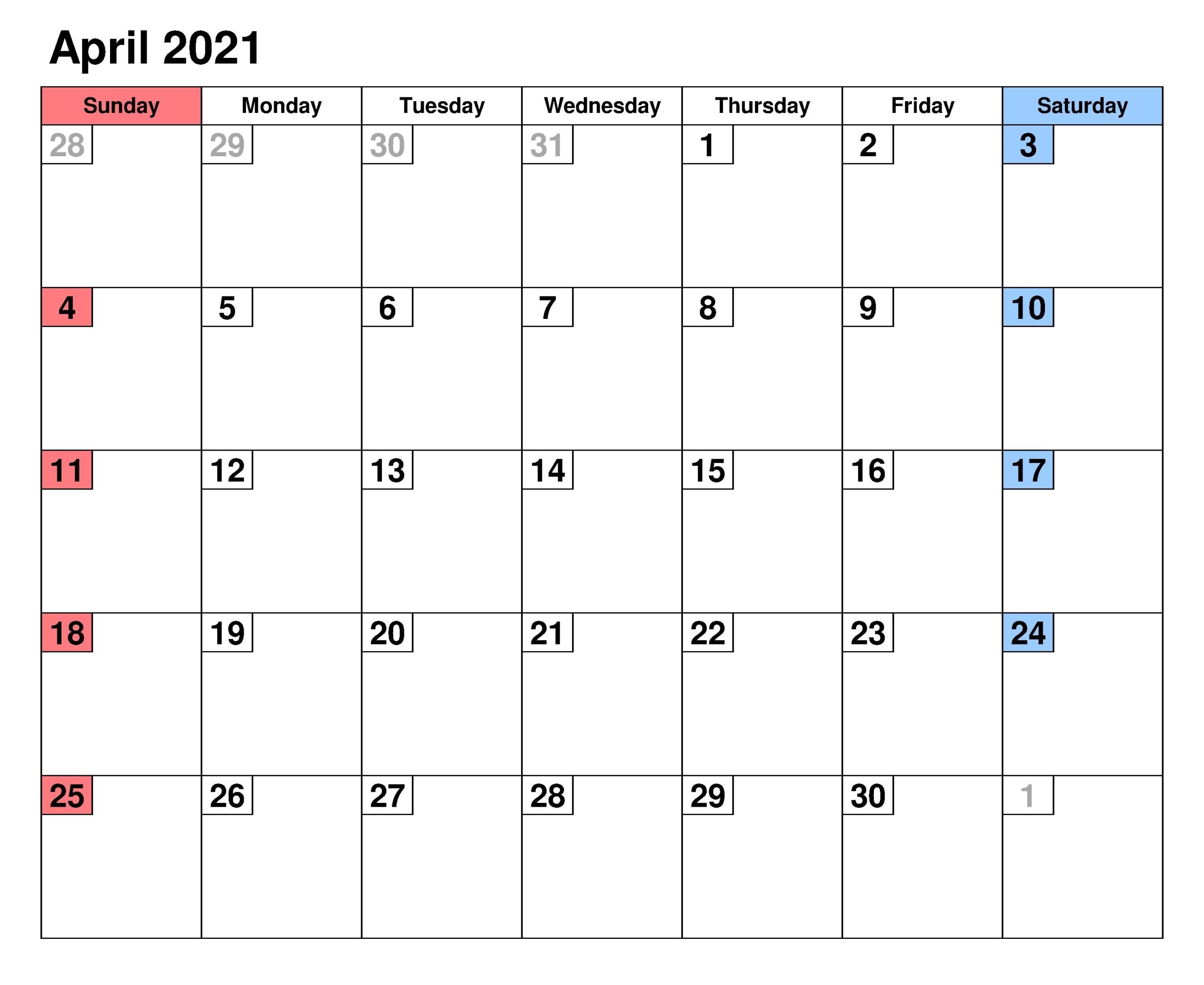 Google Calendar 2021 Printable