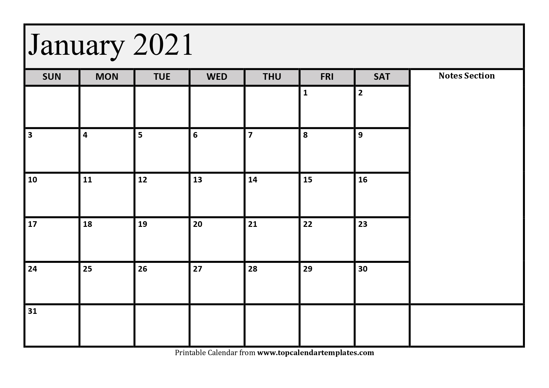 Monthly Printable Calendar 2021