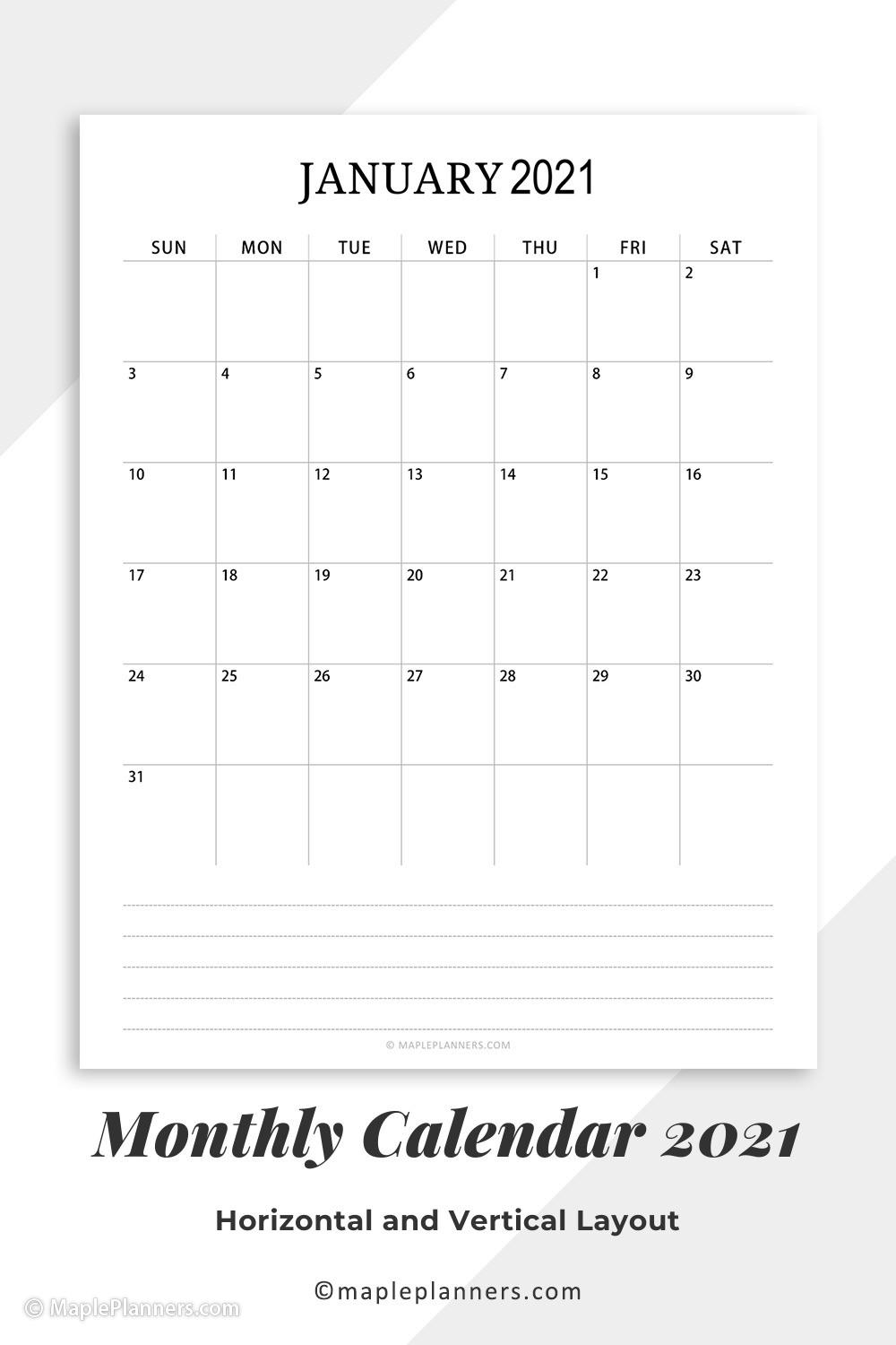 Free Printable 2021 Planning Calendar