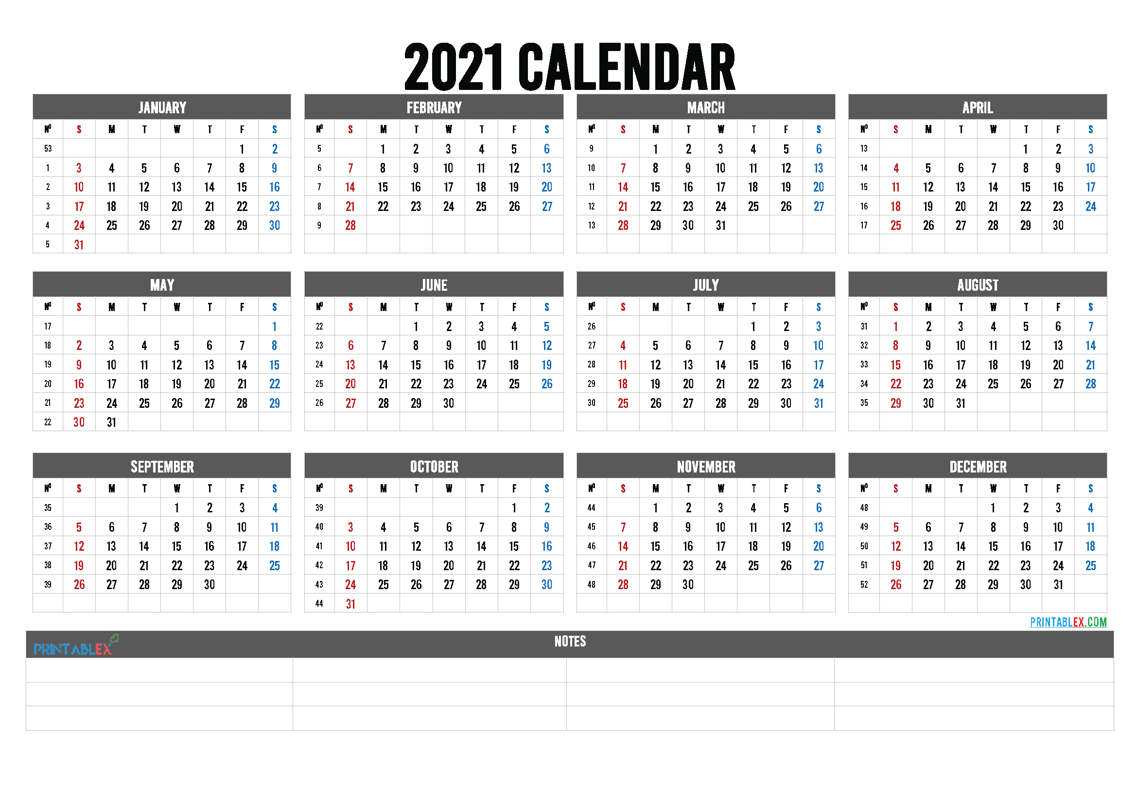 Cute Printable 2021 Calendar With Holidays