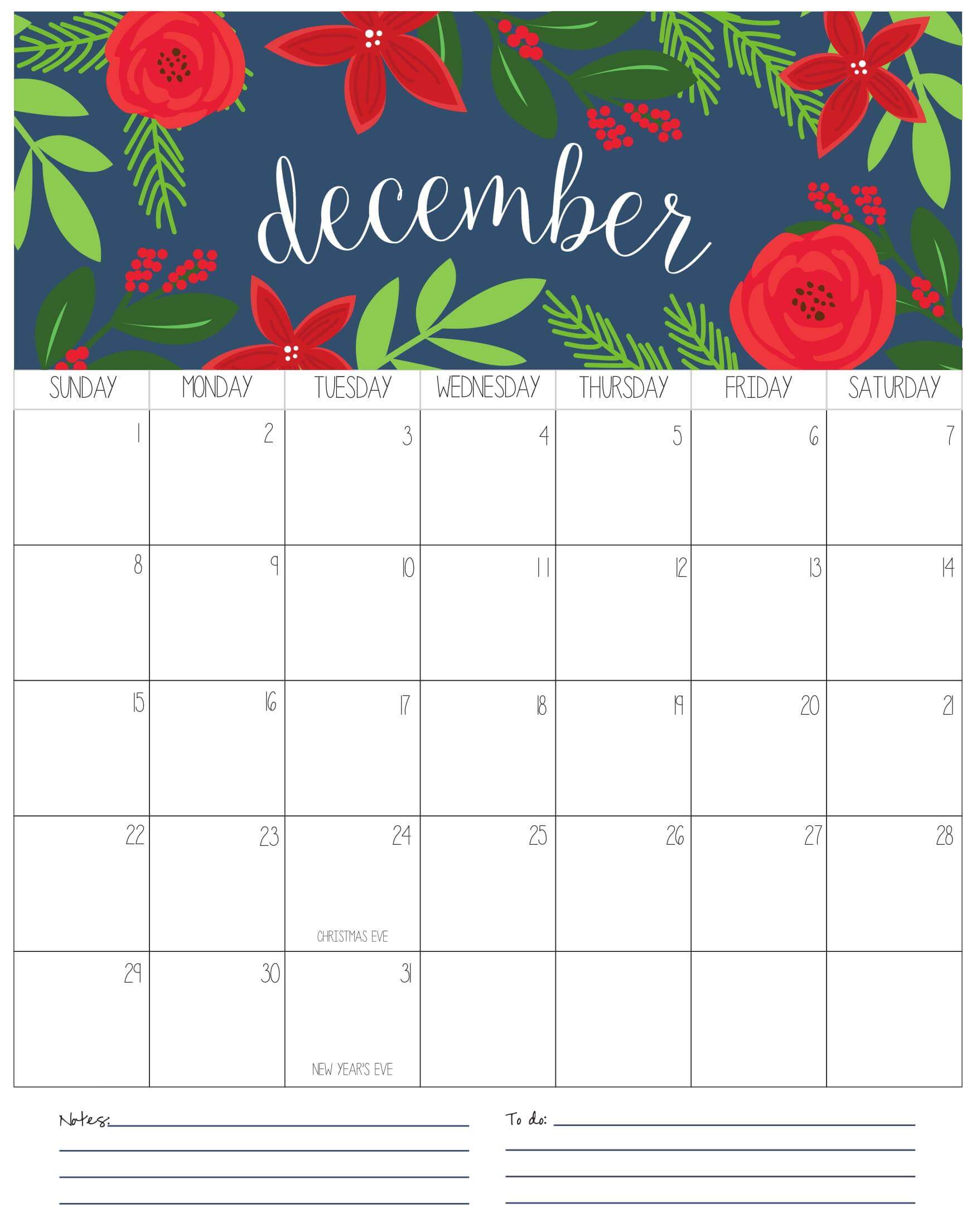 Printable Dec Calendar