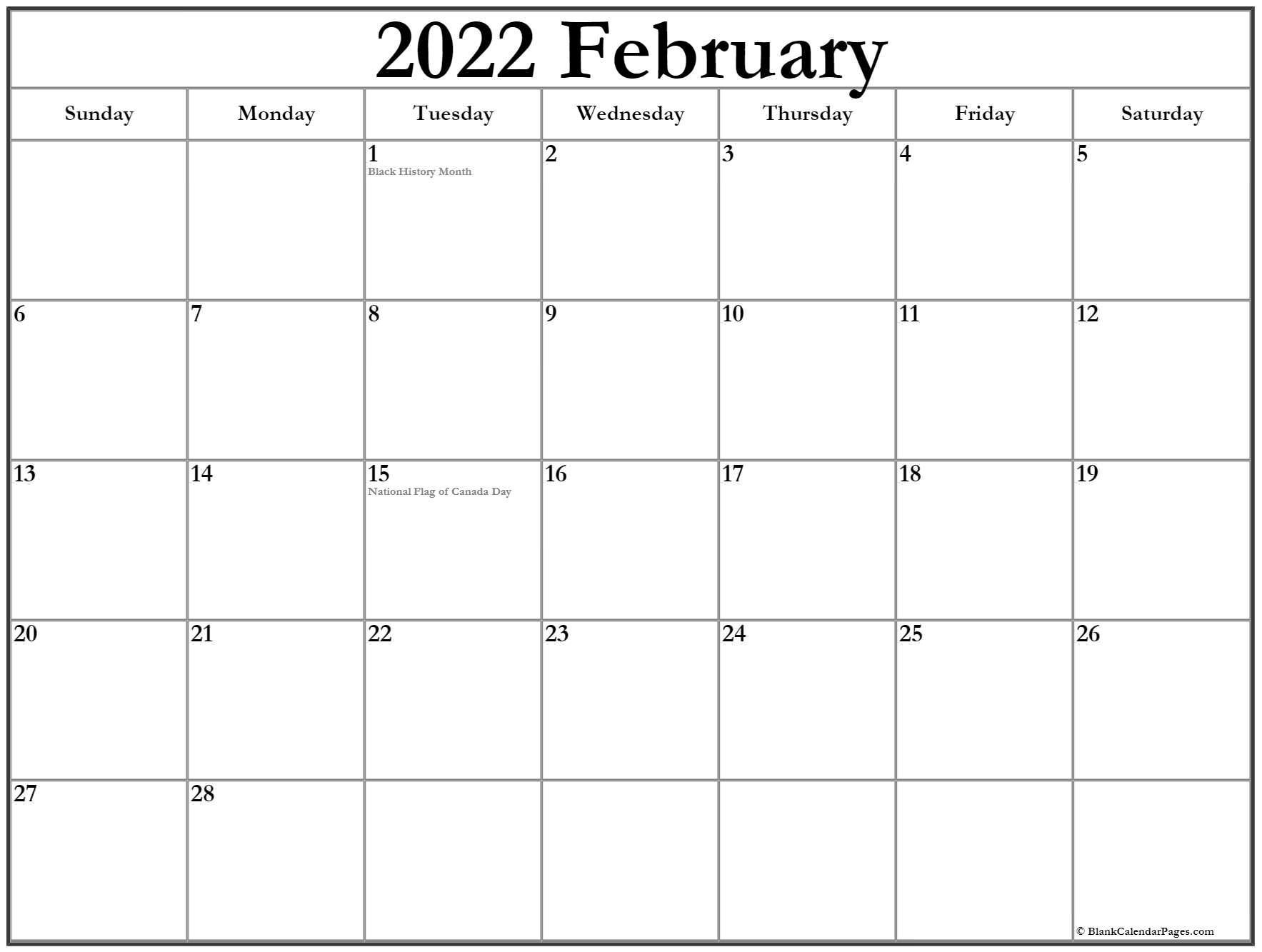 Calendar 2022 Canada Printable