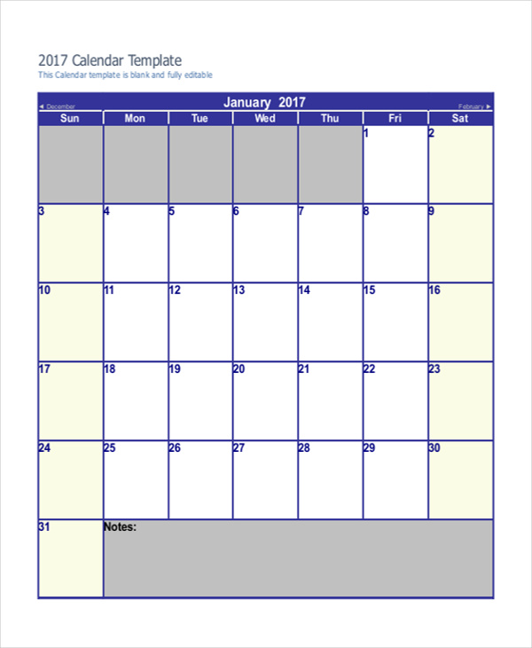 Printable Blank Monthly Calendar Template Pdf