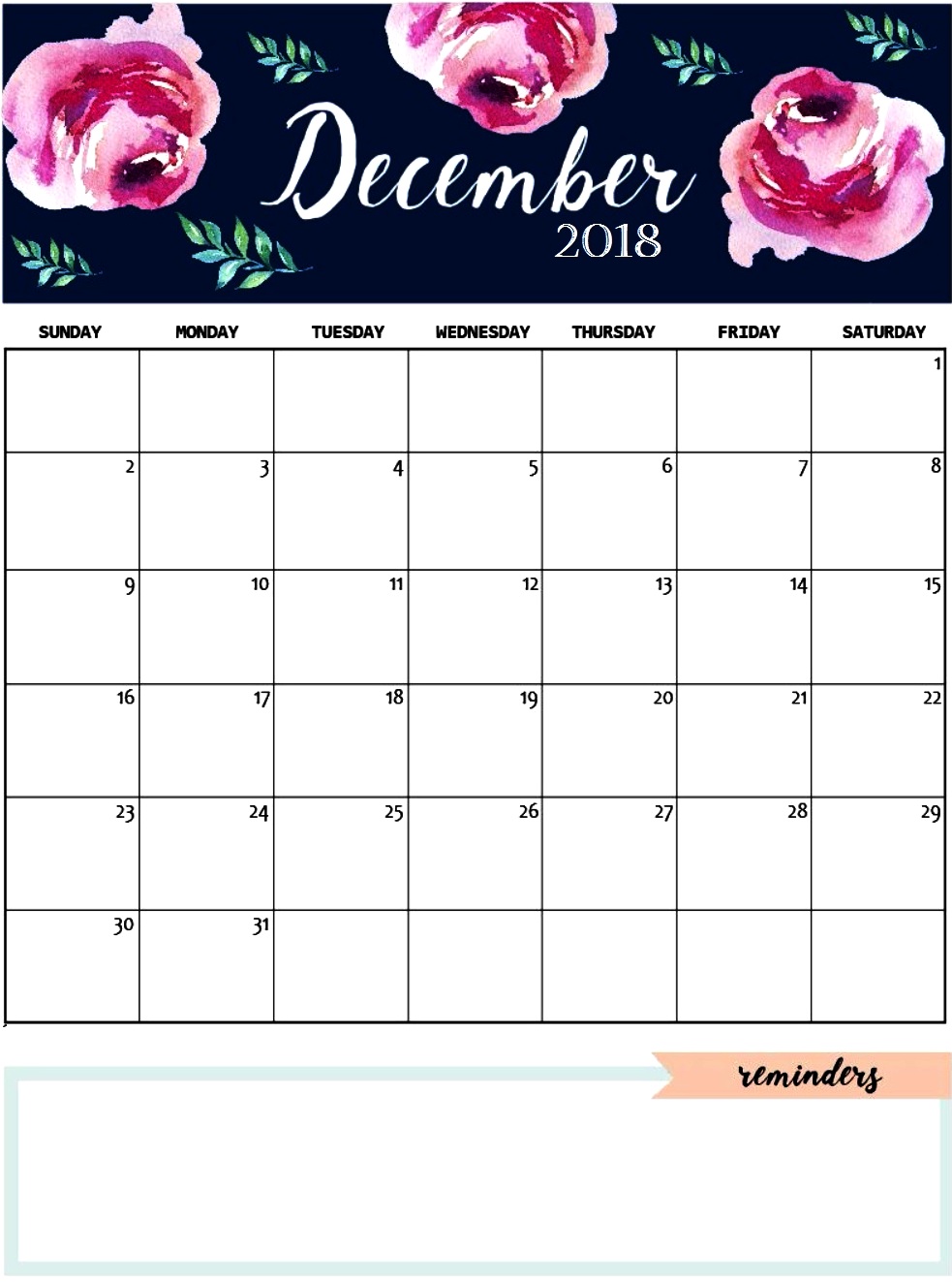 Pretty Free Printable Calendar 2021