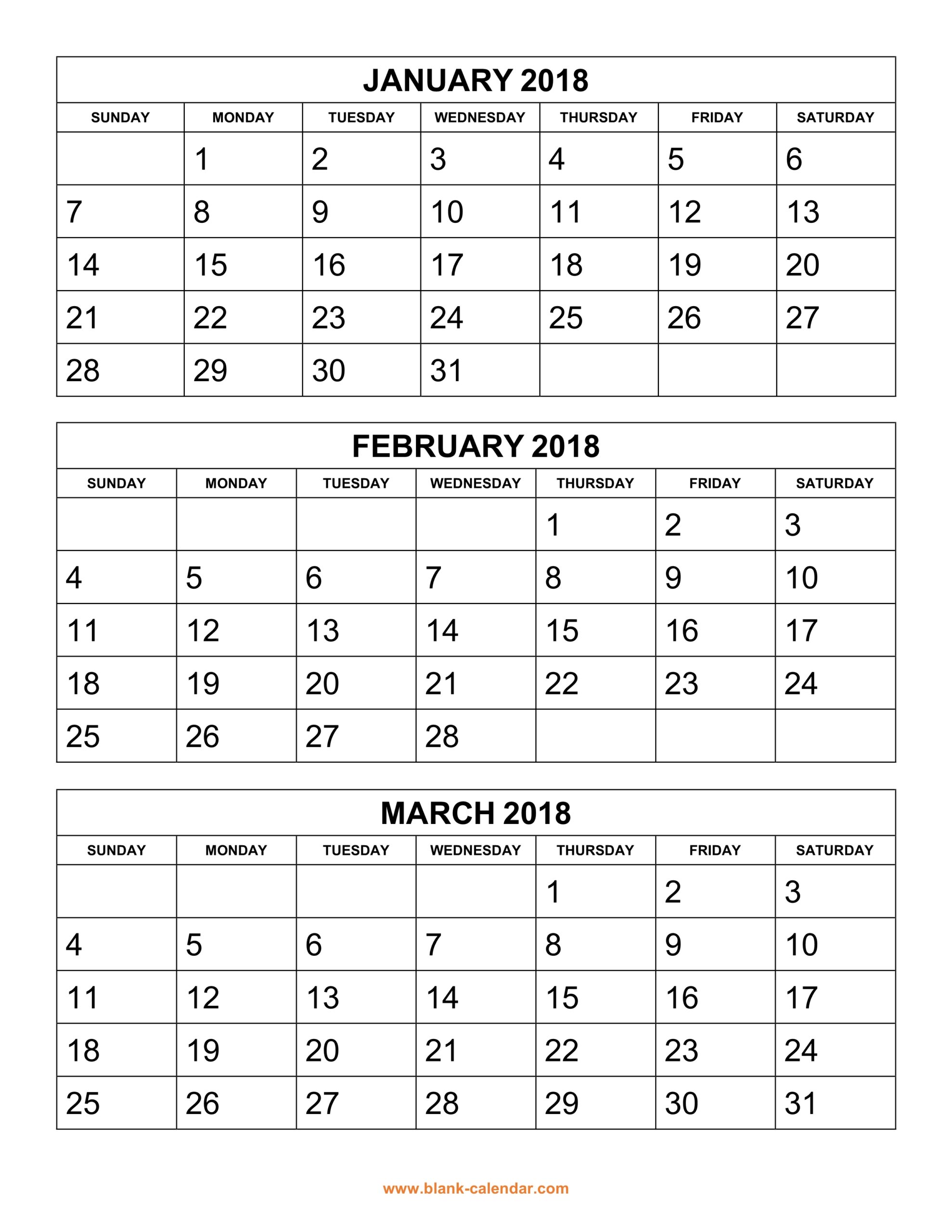 Printable 3 Month Calendar Template