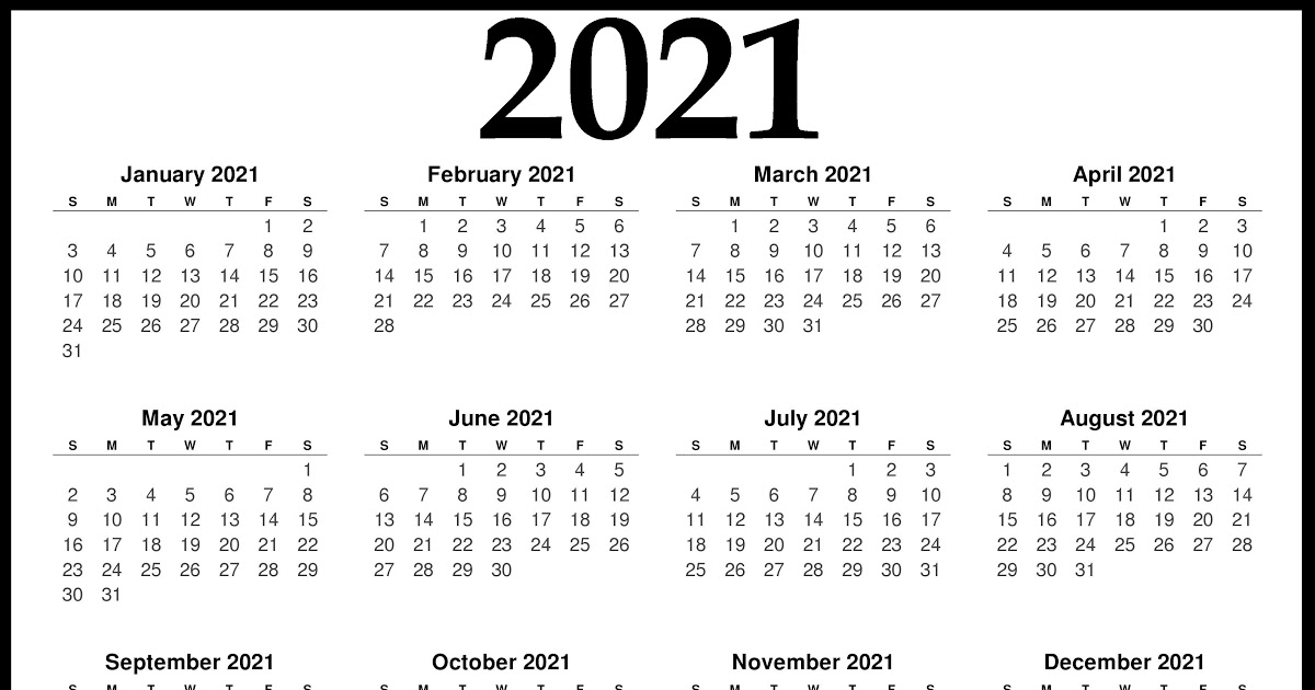 Calendar For 2021 And 2022