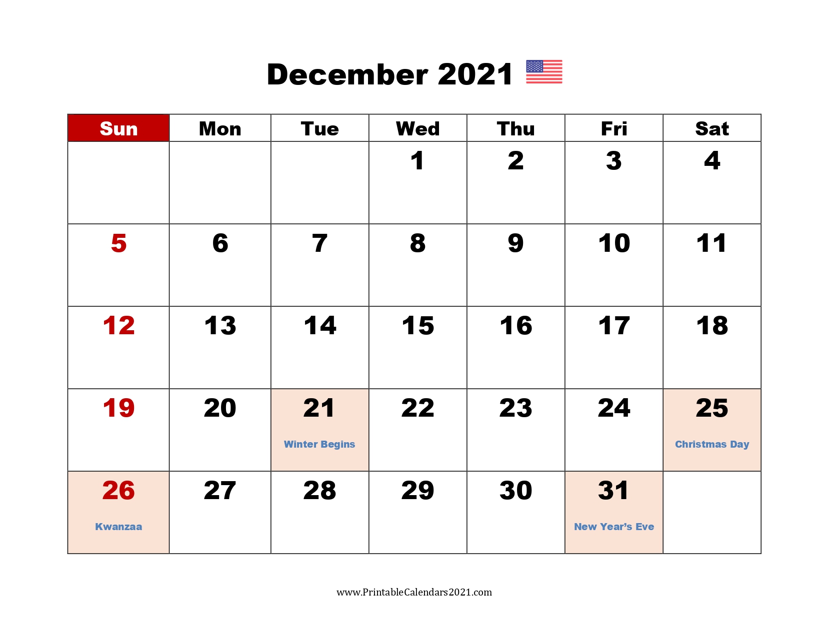Printable Calendar December 2021 To March 2021