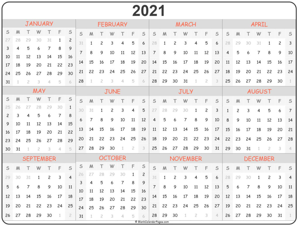 Printable Daily Calendar Pages 2021