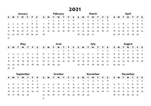 2021 Year At A Glance Calendar Free Printable