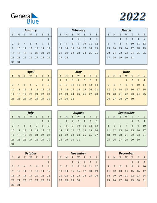 2022 Calendars Free Printable