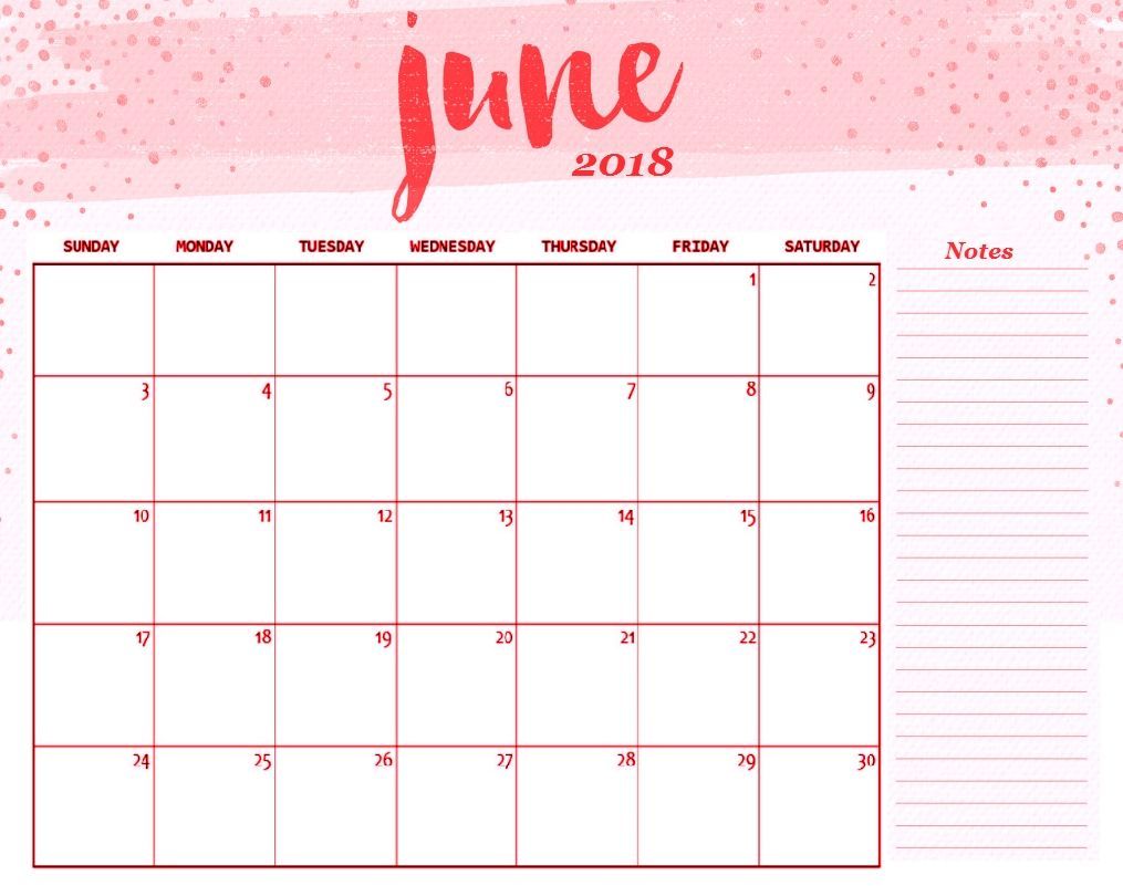June 2018 Printable Calendar