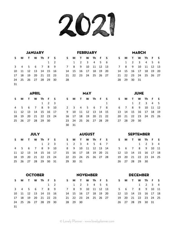 2021 Calendar Planner Printable