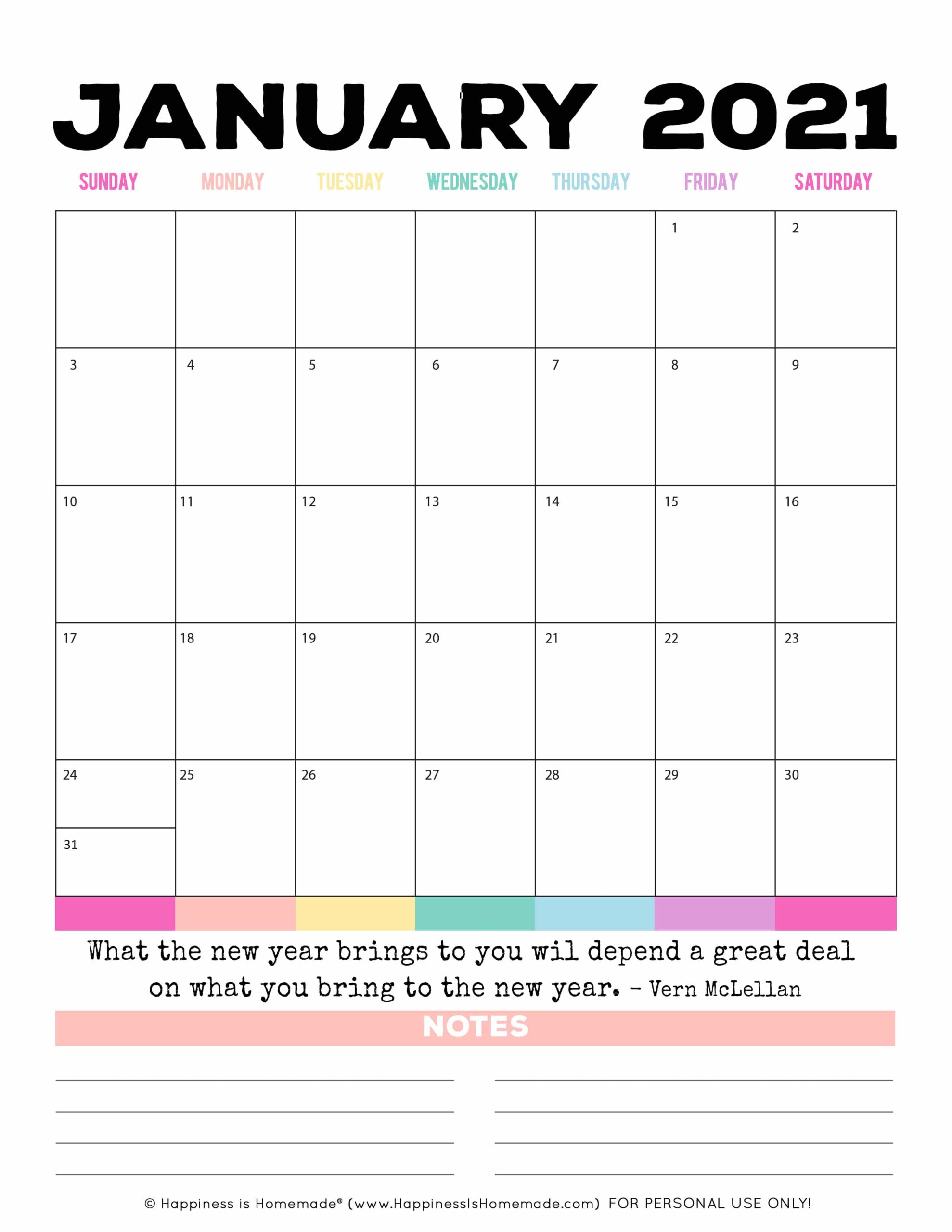Free Calendar 2021 Printable With Holidays