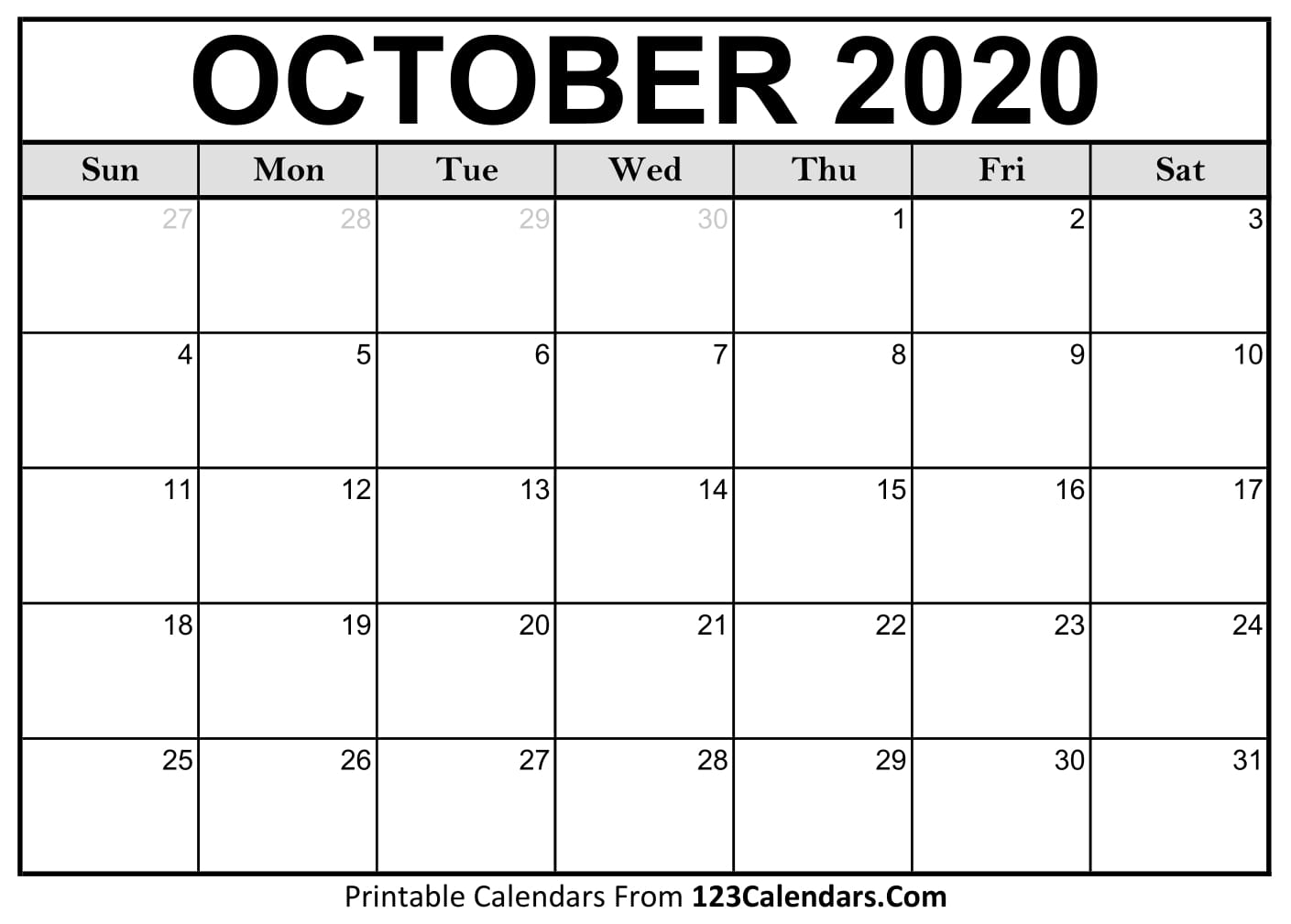 October Printable Calendars