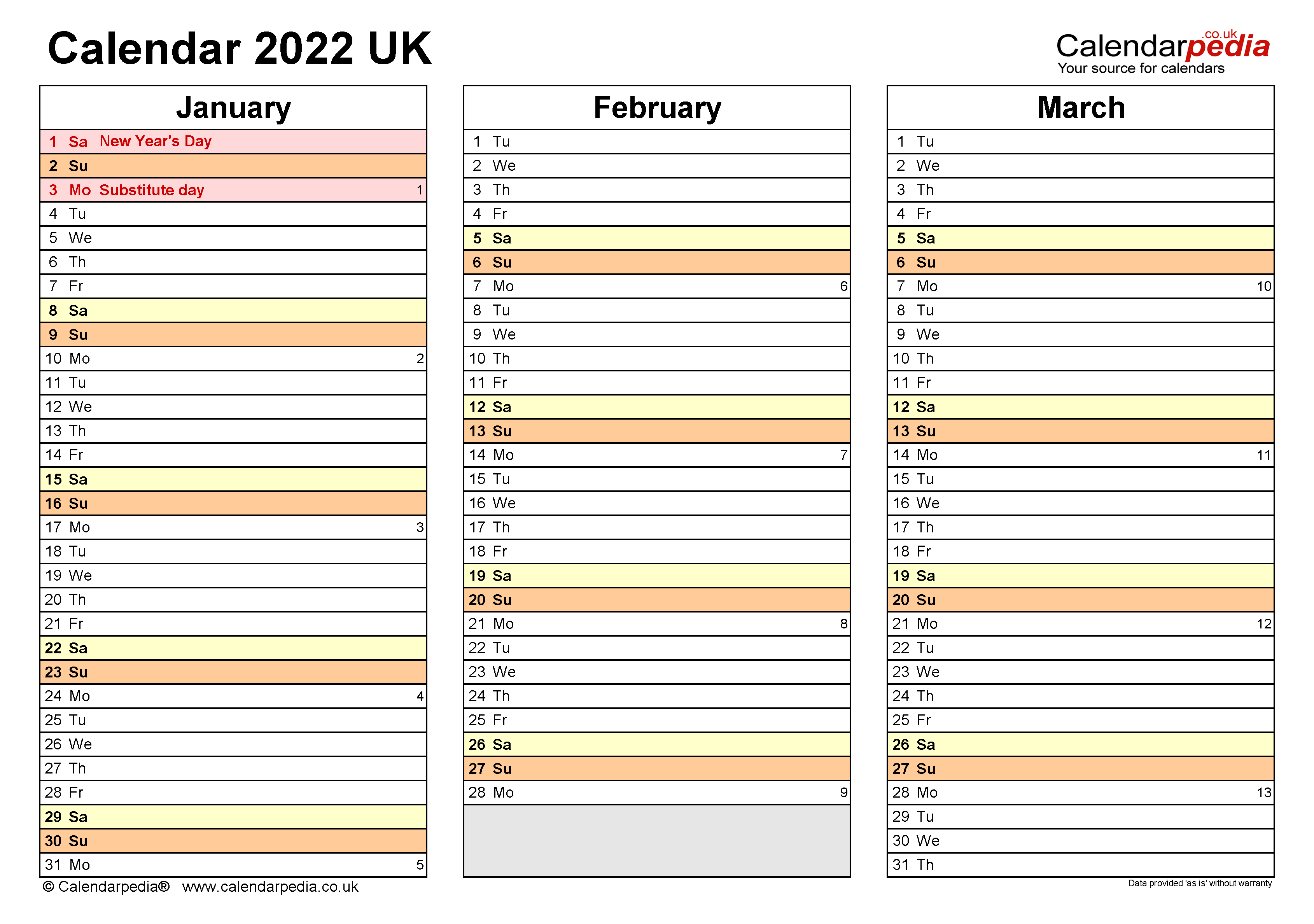 2022 Free Printable Calendar
