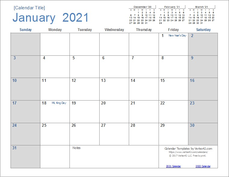 Free Printable 2021 Calendar With Holidays By Month