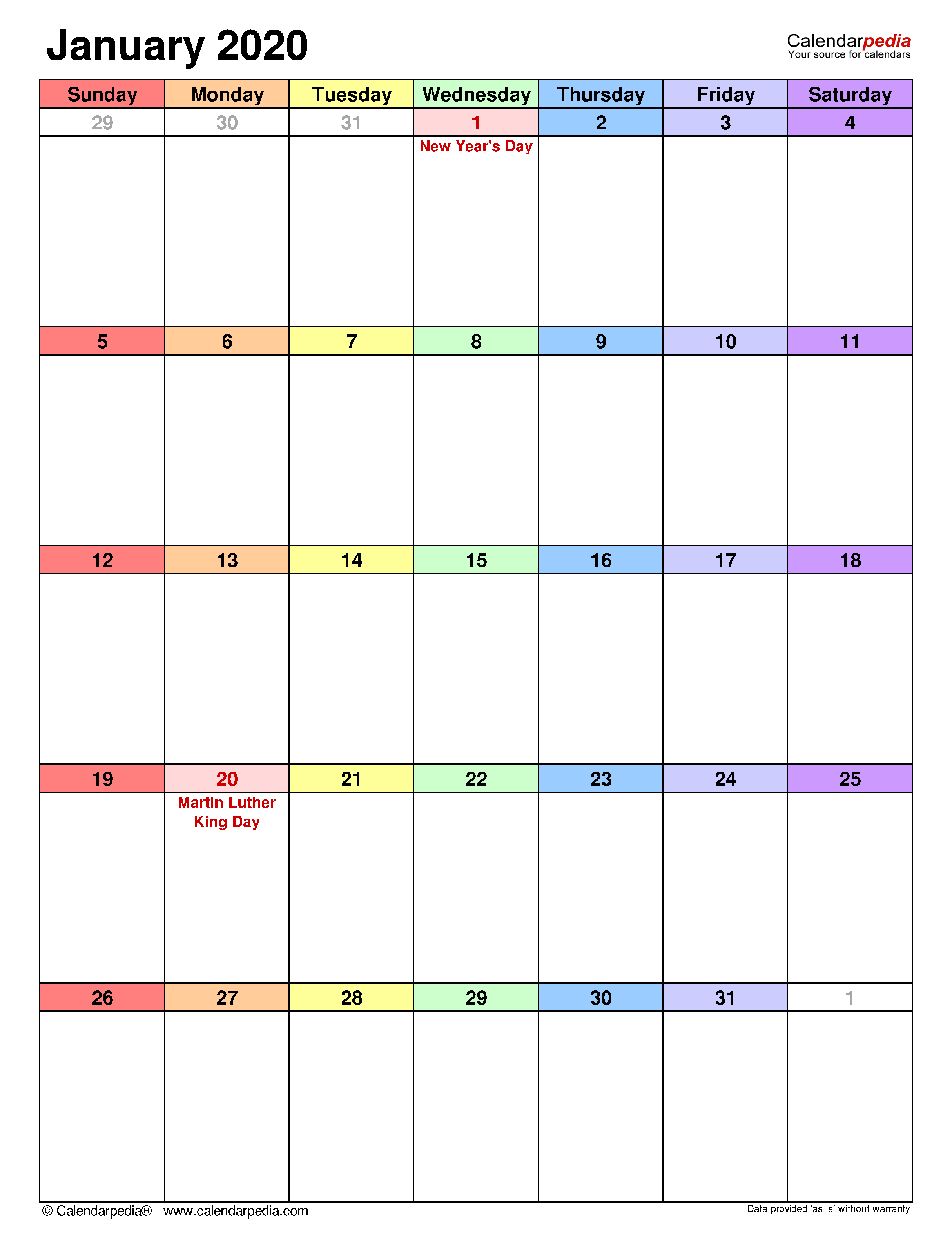 January 2022 Calendar Printable Cute