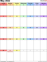 May 2022 Calendar Printable